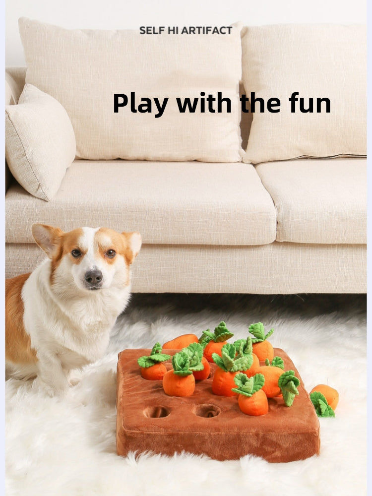 Dog Carrot Plush Toy Interactive Dog Toys Plush Puzzle Toys 2 in 1 Non-Slip Nosework Feed Games for Aggressive Chewers Pet