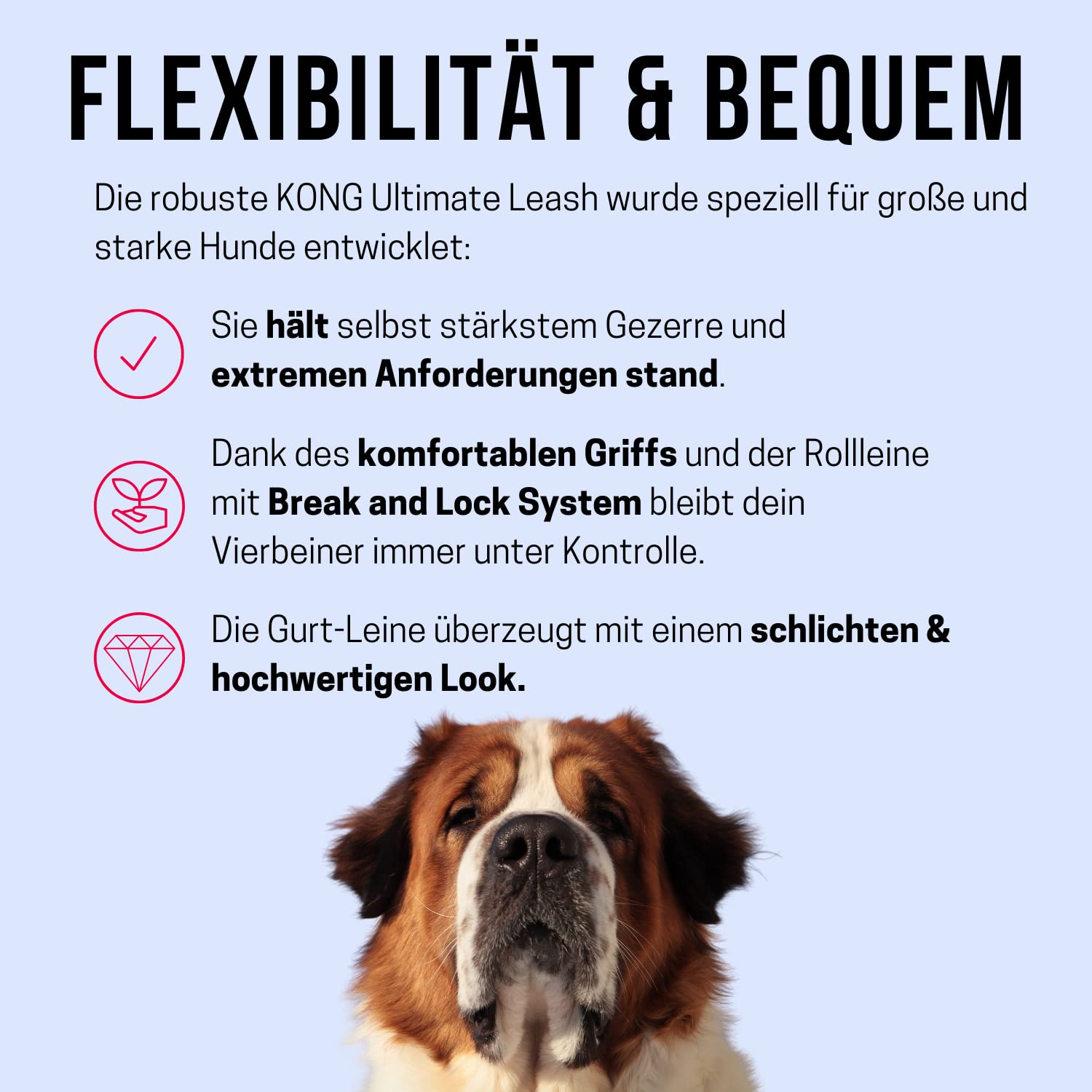 Kong Ultimate Retractable Dog Leash, Extra Large, 16ft/5m ,150lbs/70kg