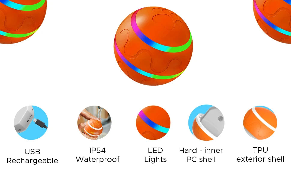 SMART Interactive Pet Ball Remote Control Flashing Rolling Jumping Rotating Waterproof Dog Chew Toy Ball for Aggressive Chewers