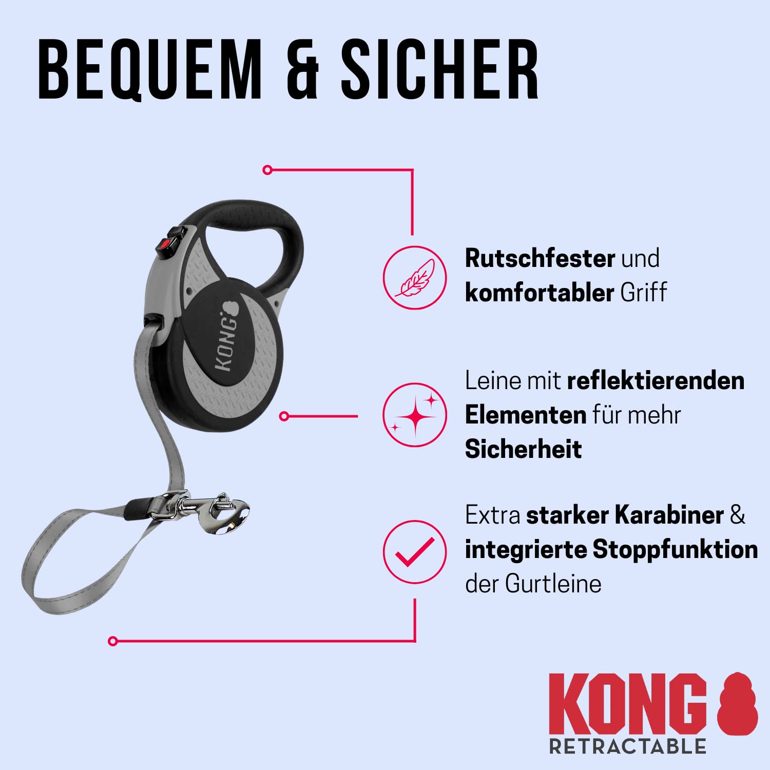 Kong Ultimate Retractable Dog Leash, Extra Large, 16ft/5m ,150lbs/70kg