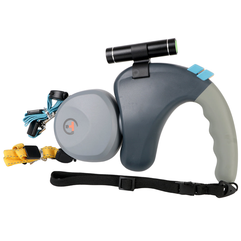 For 2 Dogs Walking Pet Traction Rope Belt Retractable Adjustable Double with Light Dual Dog Rope Leash Rotation Pet Rope