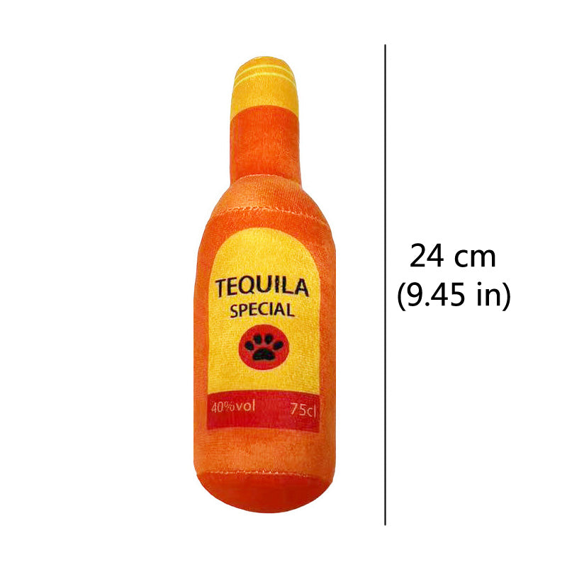 Funny Plush Dog Toys Beer Bottle Shaped Small Large Dogs Squeak Sound Clean Teeth Chew Toy Pets Interactive Playing Supplies