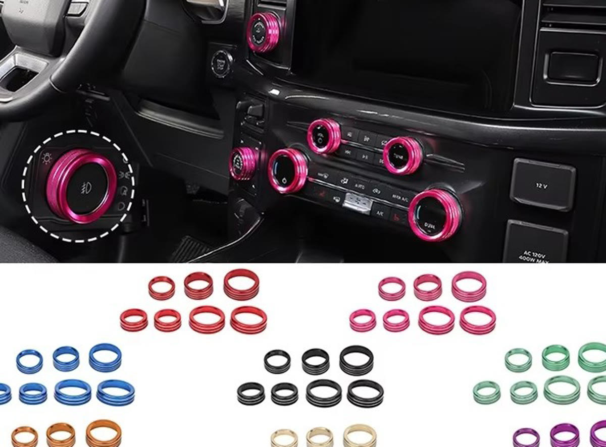 AC & Audio Knob Ring Covers for Ford F-150 / Raptor 2015-2024 photo 4