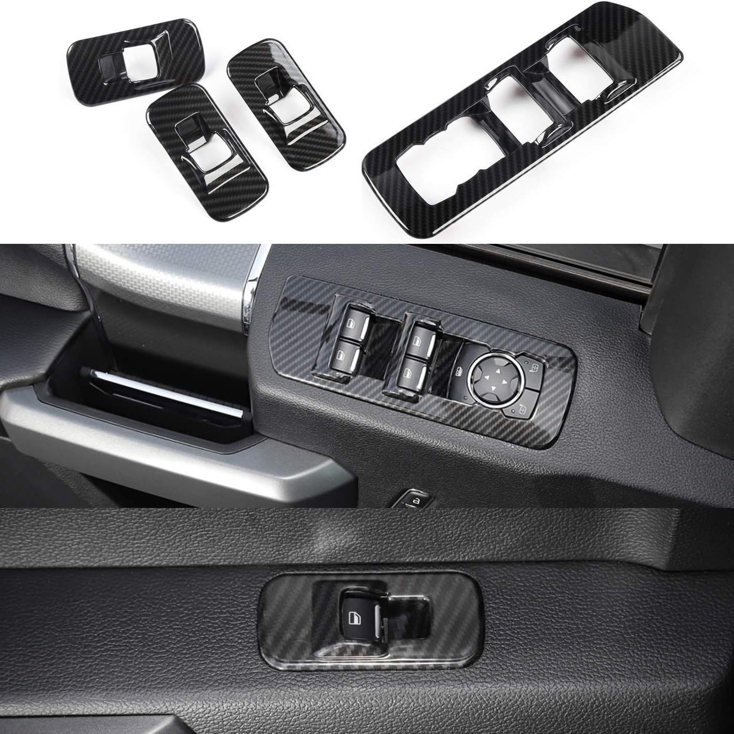 Carbon-Fiber Window Switch Panel Covers for Ford F-150 2015-